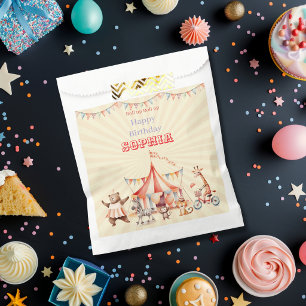 Fun Cute Red & Pink Circus Kids Birthday Favour Bag
