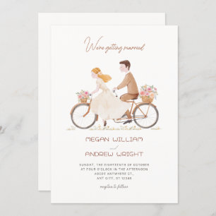 Fun cute romantic floral couple hand drawn wedding invitation