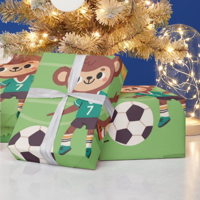 Fun-Cute Soccer Animals Wrapping Paper (Holidays)
