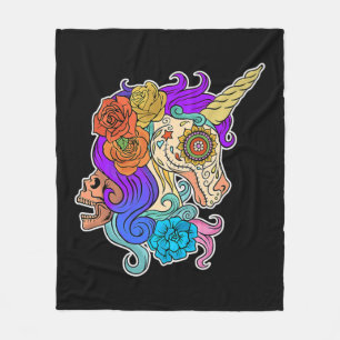 Fun Cute Sugar Skull Unicorn Halloween Gifts Costu Fleece Blanket