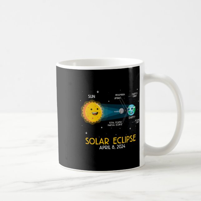 Fun Cute Total Solar Eclipse 2024 Science Astronom Coffee Mug (Right)