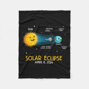 Fun Cute Total Solar Eclipse 2024 Science Astronom Fleece Blanket