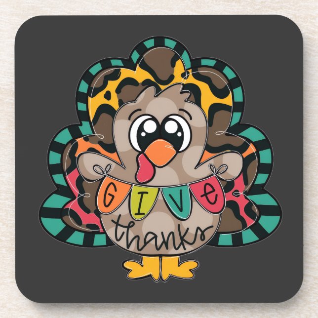 Fun cute turkey shirt coaster (Front)