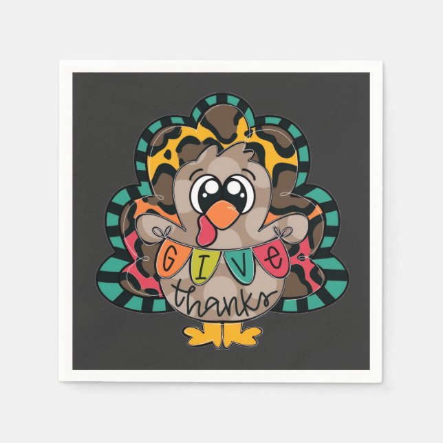 Fun cute turkey shirt napkin (Front)