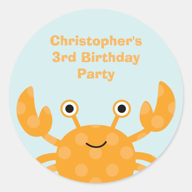Fun cute under the sea birthday party stickers (Front)
