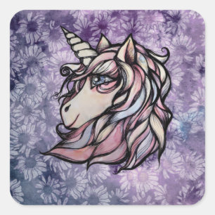 Fun cute unicorn art unicorns design square sticker