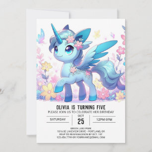  Fun Cute Unicorn Digital Birthday  Invitation