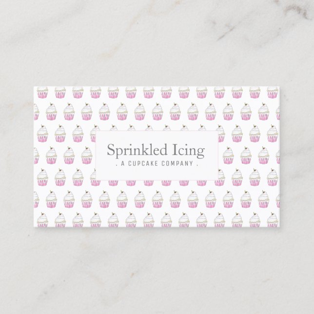 Fun Cute Unicorn Rainbow Cupcake Business Card (Front)