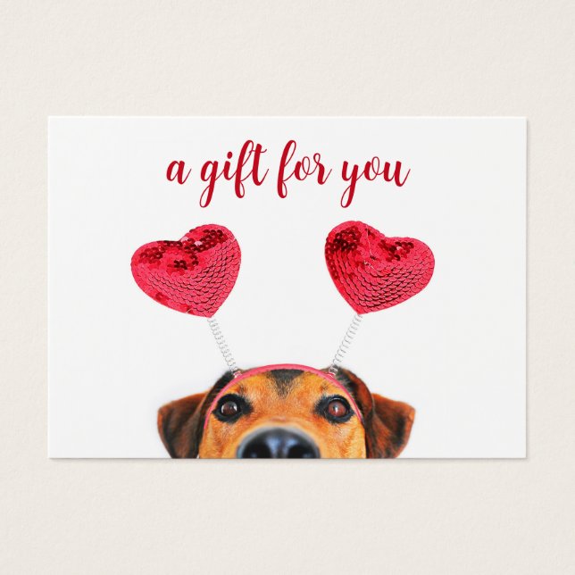 Fun Cute Valentine's Day Dog Headband Gift Card (Front)