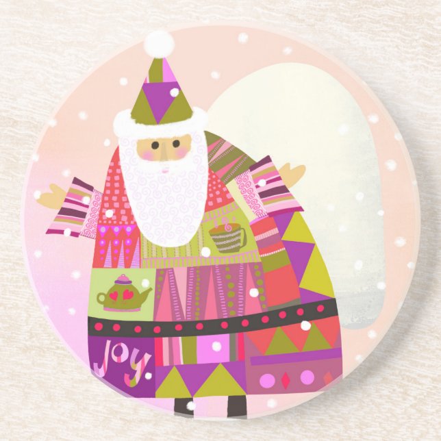 Fun Cute Winter Santa Coaster (Front)