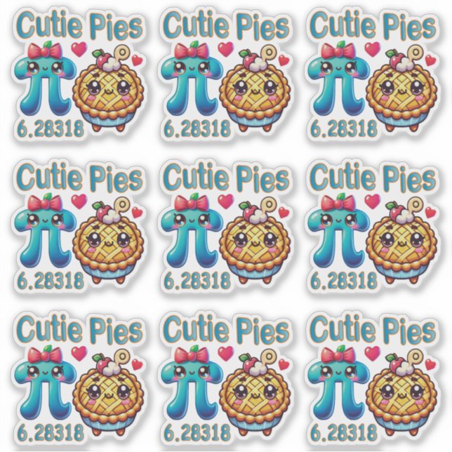 Fun “Cutie Pies” Cute Pi Symbol & Pie Pun (Front)