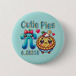 Fun “Cutie Pies” Cute Pi Symbol & Pie Pun 6 Cm Round Badge