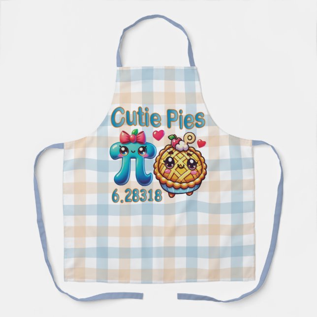 Fun “Cutie Pies” Cute Pi Symbol & Pie Pun Apron (Front)