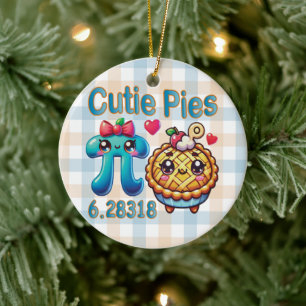 Fun “Cutie Pies” Cute Pi Symbol & Pie Pun Ceramic Ornament