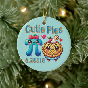 Fun “Cutie Pies” Cute Pi Symbol & Pie Pun Ceramic Ornament
