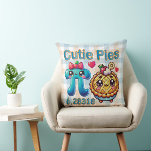Fun “Cutie Pies” Cute Pi Symbol & Pie Pun Cushion
