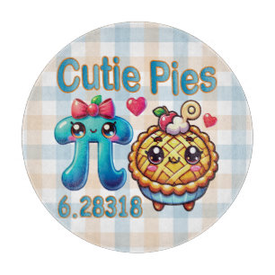 Fun “Cutie Pies” Cute Pi Symbol & Pie Pun Cutting Board