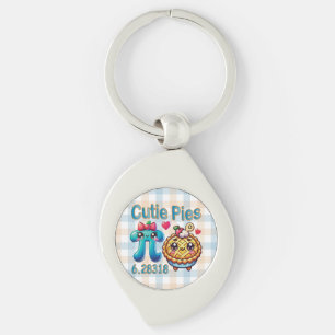 Fun “Cutie Pies” Cute Pi Symbol & Pie Pun Key Ring