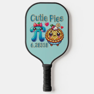Fun “Cutie Pies” Cute Pi Symbol & Pie Pun Pickleball Paddle