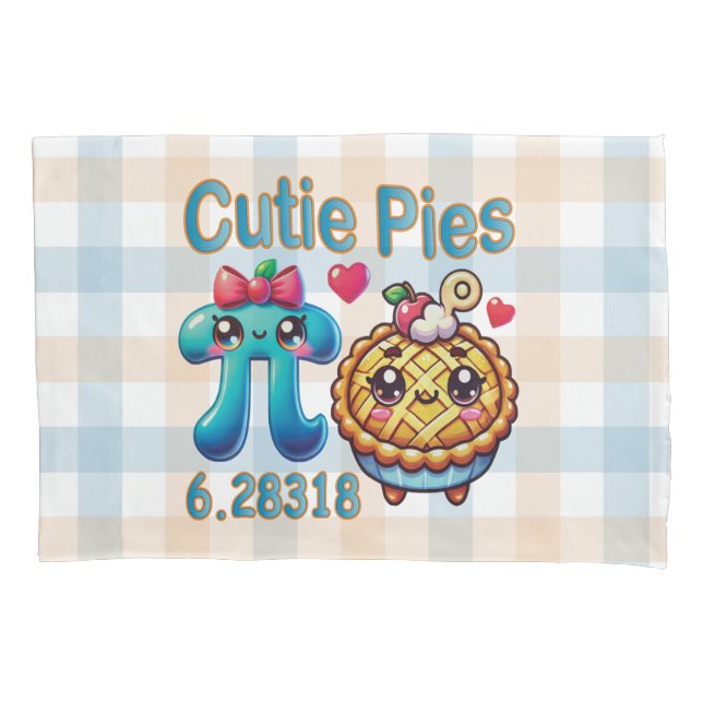 Fun “Cutie Pies” Cute Pi Symbol & Pie Pun Pillowcase (Front)