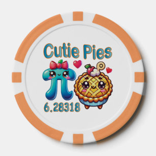 Fun “Cutie Pies” Cute Pi Symbol & Pie Pun Poker Chips