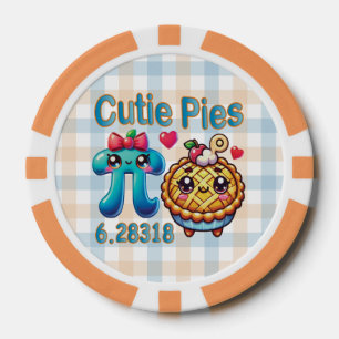 Fun “Cutie Pies” Cute Pi Symbol & Pie Pun Poker Chips