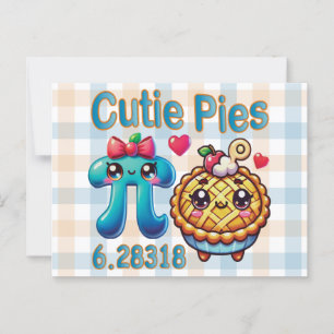 Fun “Cutie Pies” Cute Pi Symbol & Pie Pun Postcard
