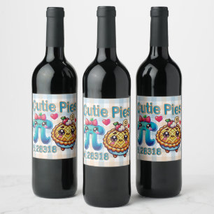 Fun “Cutie Pies” Cute Pi Symbol & Pie Pun Wine Label