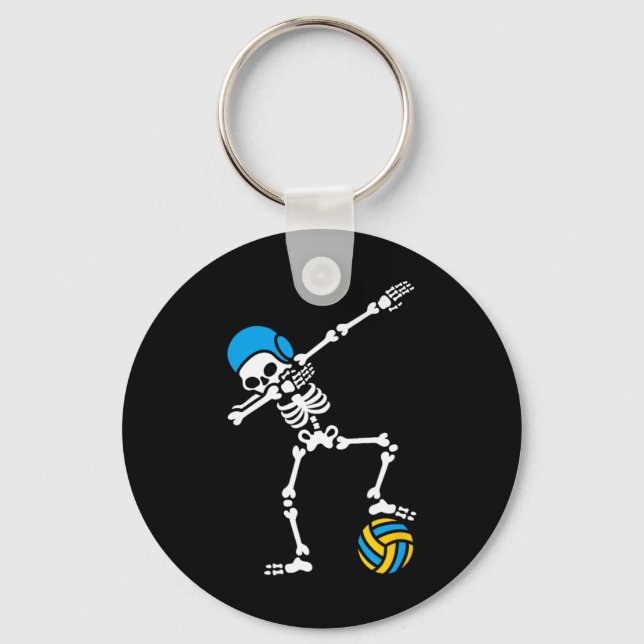 Fun Dab dabbing skeleton Water polo Halloween swim Key Ring (Front)