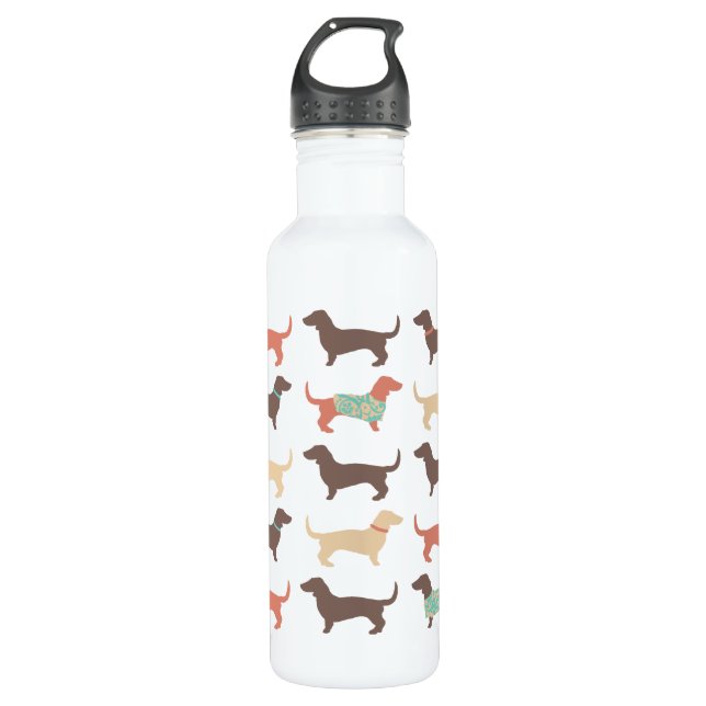 Fun Dachshund Dog Pattern 710 Ml Water Bottle (Front)