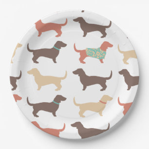 Fun Dachshund Dog Pattern Paper Plate