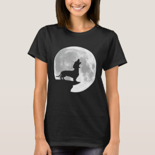 Fun Dachshund Howling Full Moon Halloween T-Shirt