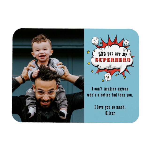 Fun Dad Superhero Cartoon Speech Bubble Magnet (Horizontal)