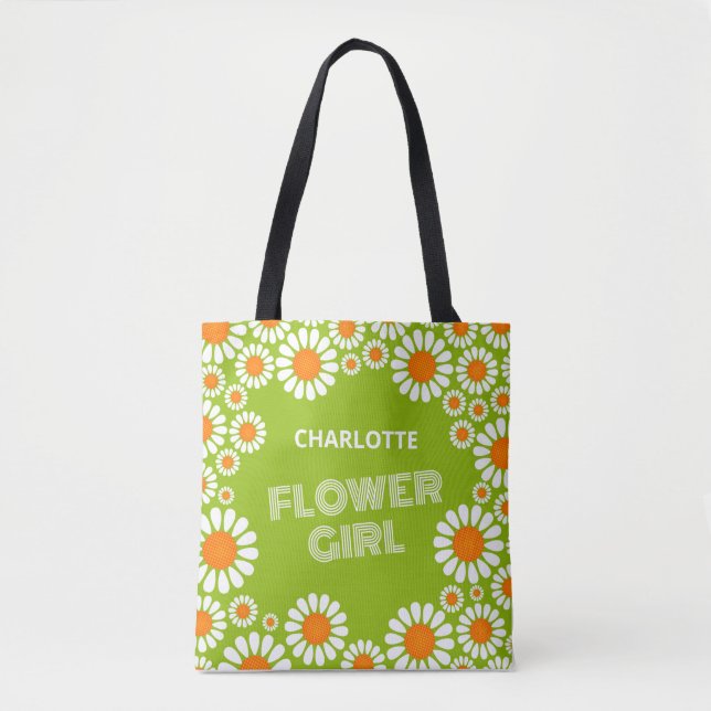 Fun Daisy Flower Girl Custom Tote Bag (Front)