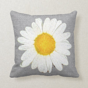 Fun Daisy in Grey, White and Yellow Reversible Cushion