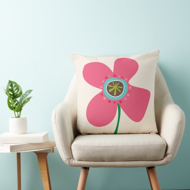 Fun Daisy Pop Pink Cute Spring Flowers Pattern Cushion (Chair)