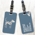Fun Dalmatian Dog Luggage Tag<br><div class="desc">Cute Dalmatian dog on a teal green background.  Original art by Nic Squirrell.  Change the details on the back to personalise.</div>