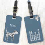 Fun Dalmatian Dog Monogram Luggage Tag<br><div class="desc">Cute Dalmatian dog on a teal green background.  Original art by Nic Squirrell.  Change or remove the monogram initials,  and put your own details on the back to personalise.</div>