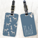 Fun Dalmatian Dog Pattern Luggage Tag<br><div class="desc">Cute Dalmatian dog pattern on a teal green background.  Original art by Nic Squirrell.  Change the details on the back to personalise.</div>