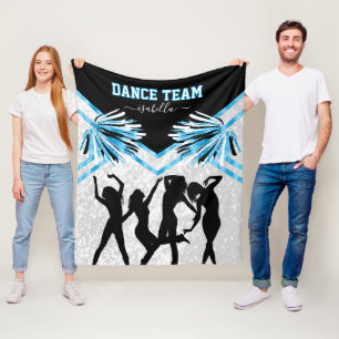 Fun Dance Team Black, White and Baby Blue Fleece Blanket