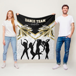 Fun Dance Team Black, White and Gold  Fleece Blanket