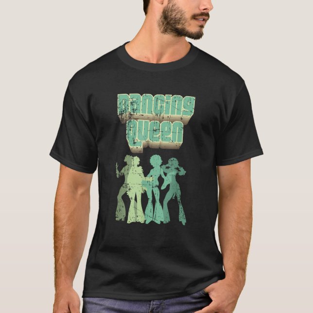 Fun Dancing Queen Disco Party Retro Distressed Des T-Shirt (Front)