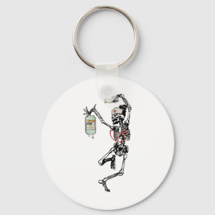 Fun Dancing Skeleton Nurse Halloween Costume Spook Key Ring