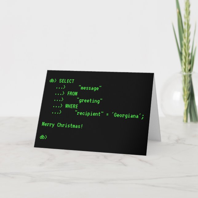 Fun Database Query "Merry Christmas!" Holiday Card (Front)
