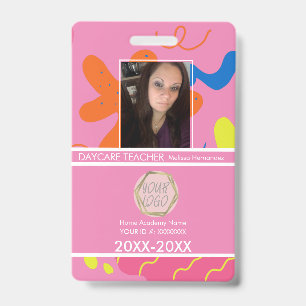 Fun Day Care Teacher Badge ID Badge