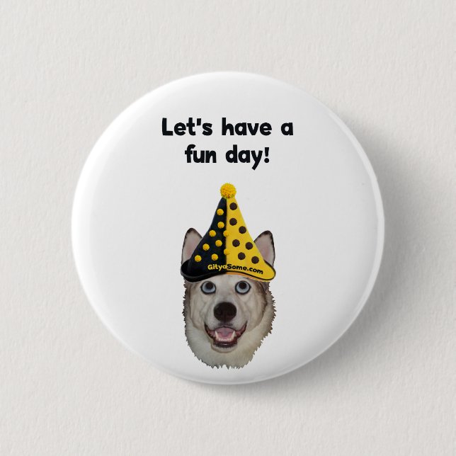 Fun Day Clown Dog 6 Cm Round Badge (Front)