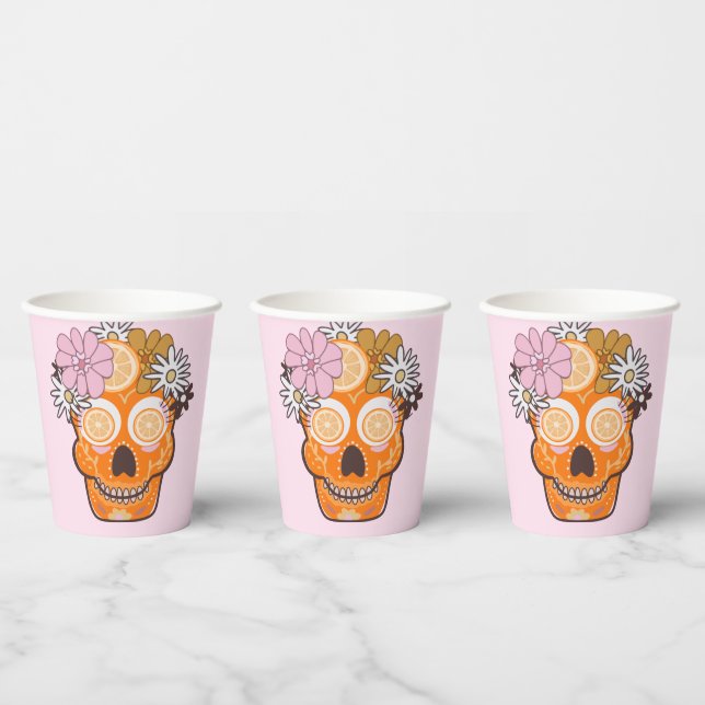 Fun Day of the Dead Sugar Skull Paper Cups (Multi)