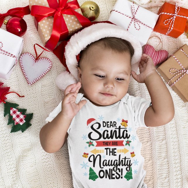 Fun dear Santa they are the naughty ones Christmas Baby Bodysuit (Creator Uploaded)