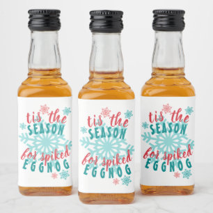 Fun December Winter Season Eggnog Quote Word Art Liquor Bottle Label