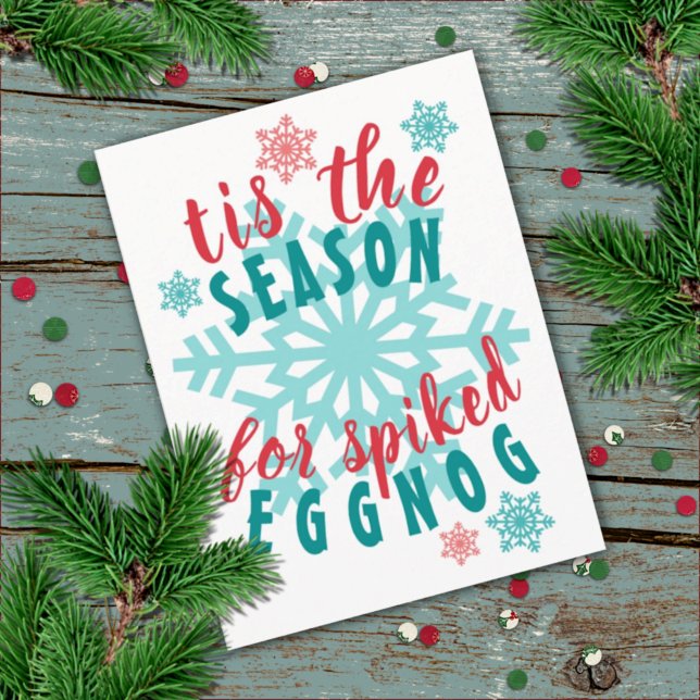 Fun December Winter Season Eggnog Quote Word Art Postcard (Creator Uploaded)